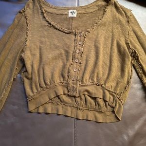 We The Free/ Free People Green Woven NWOTs long sleeve button front